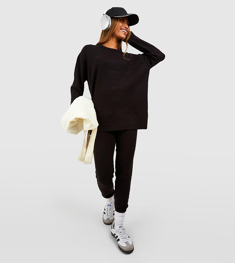 Buy Boohoo Soft Knit Crew Neck Jumper Trouser Co Ord Set In
