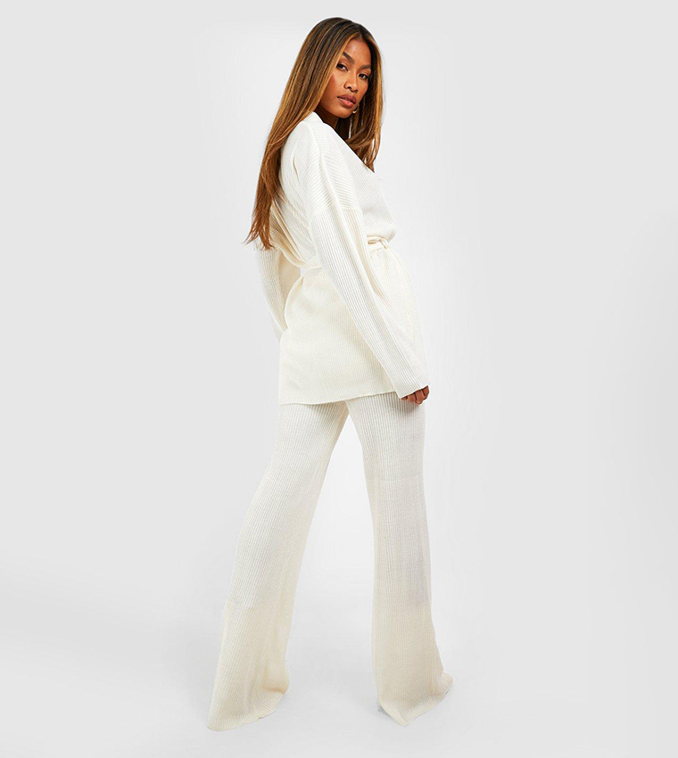 Knitted Cardigan & Wide Leg Trouser Co-Ord Set