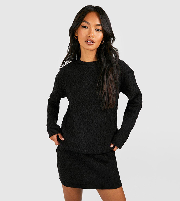 Cable Jumper and Mini Skirt Knitted Co-Ord Set
