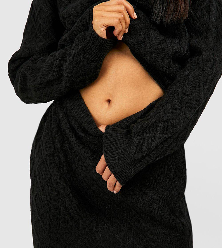 Cable Jumper and Mini Skirt Knitted Co-Ord Set
