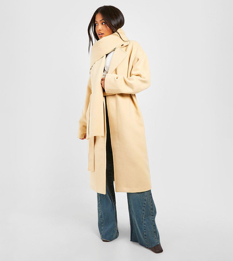 Beige wool wrap clearance coat