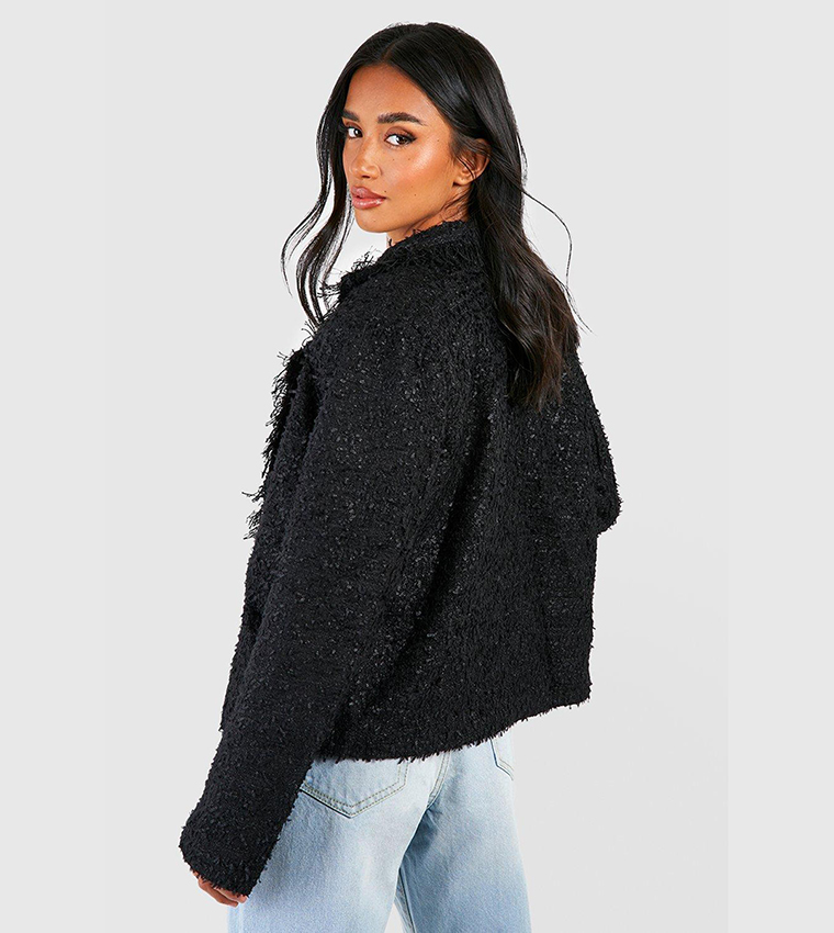 Buy Boohoo Double Breasted Boucle Jacket In Black 6thStreet Bahrain