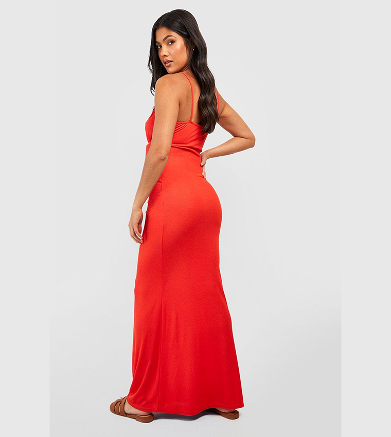 Buy Boohoo Maternity Ruched Bust Strappy Maxi Dress In BURNT ORANGE