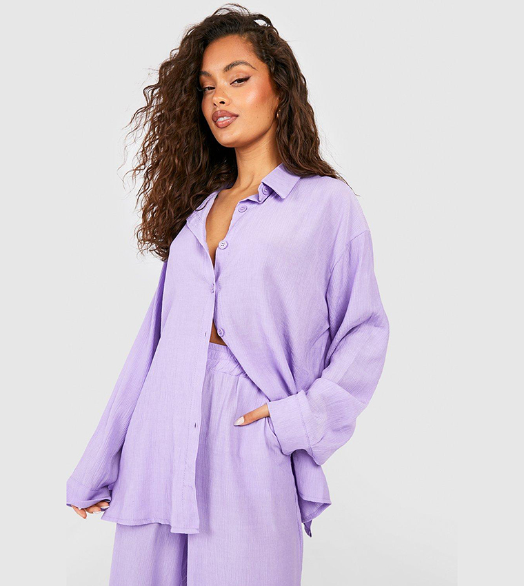 UO Nomad Purple Stripe Crinkle Shirt