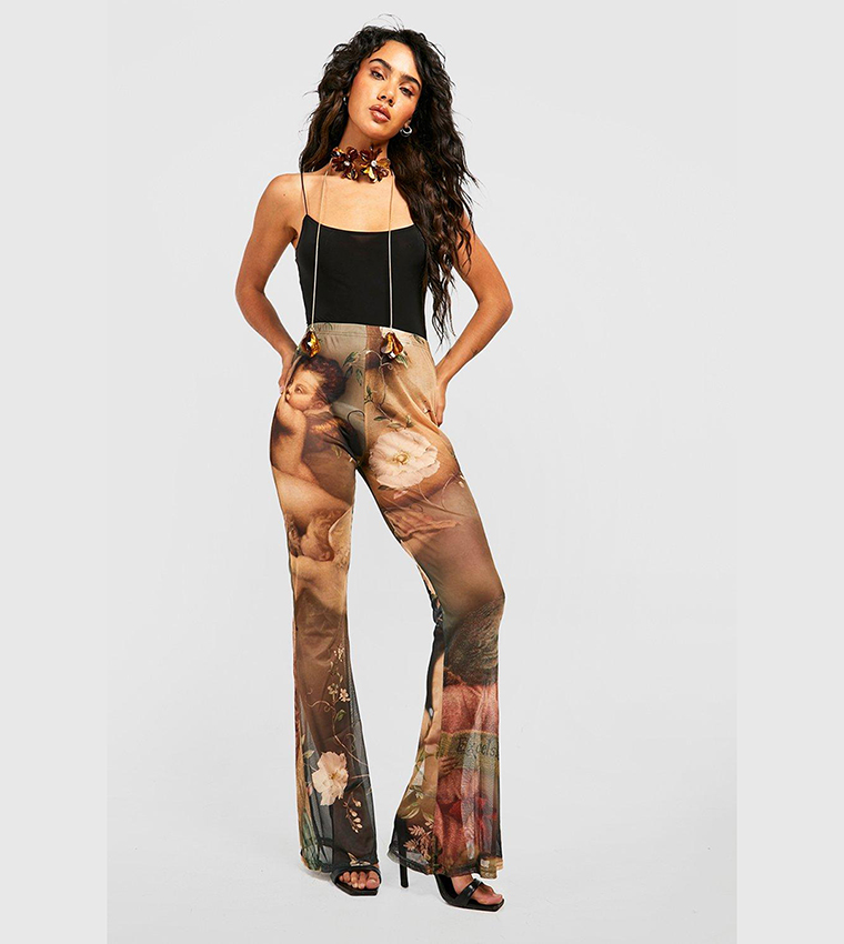 Mesh hot sale flared trousers