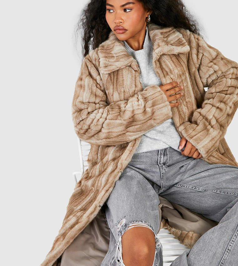 Premium Vintage Look Faux Fur Maxi Coat