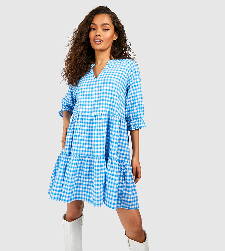 Blue and hotsell white smock dress