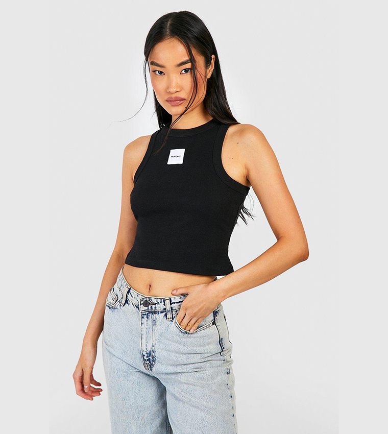 Buy Boohoo Pantone Ribbed Racer Neck Vest Top In Black 6thStreet UAE