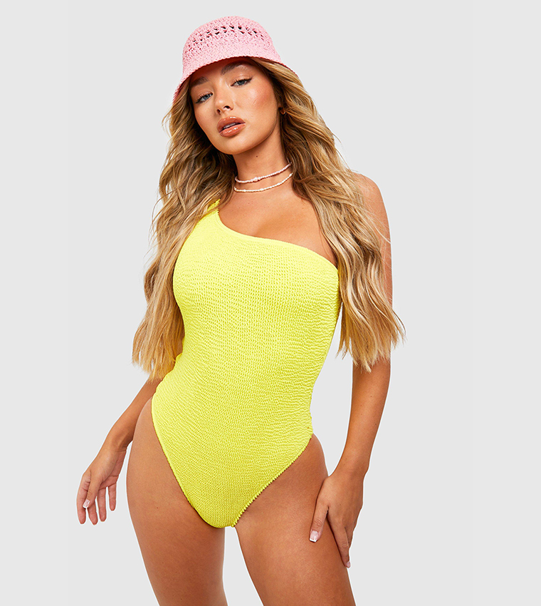 One shoulder yellow on sale swimsuit