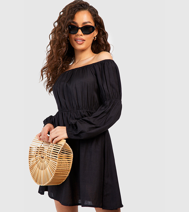 Black bardot hot sale beach dress