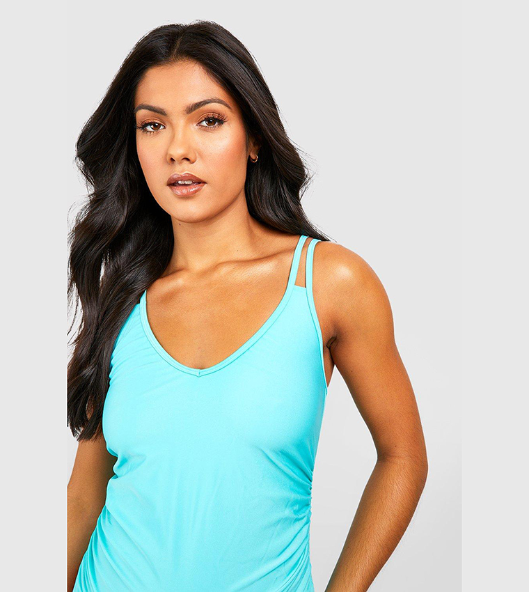 Buy Boohoo Maternity Strappy Swimsuit In Turquoise