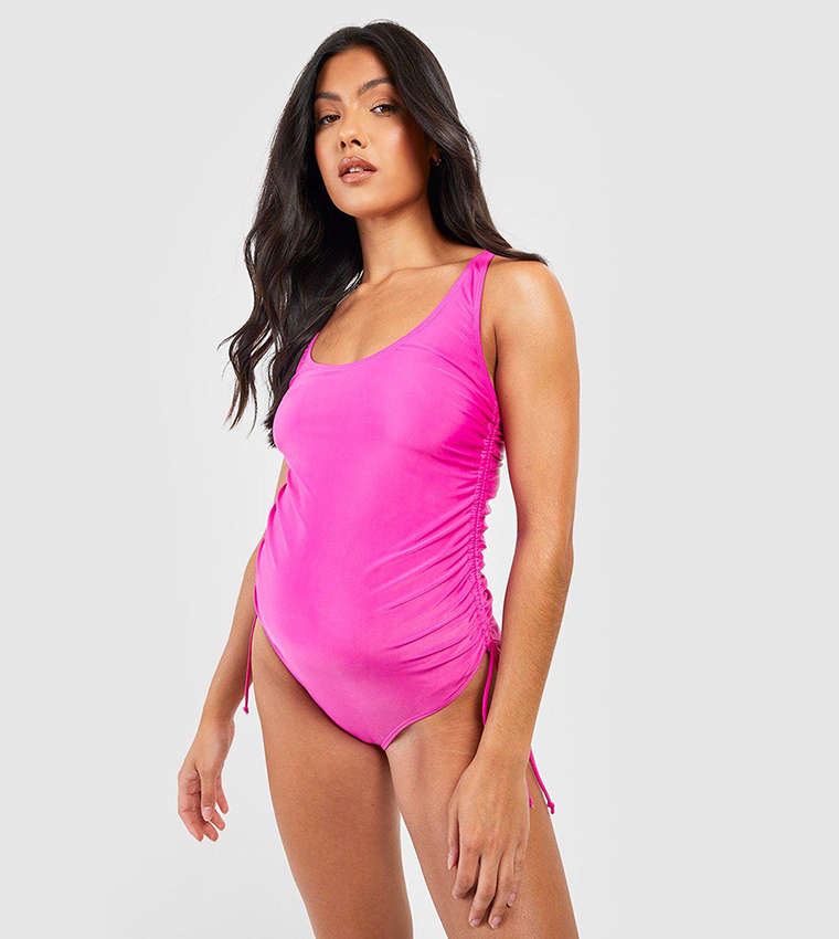 Buy Boohoo Maternity Ruched Side Swimsuit In Hot Pink 6thStreet UAE