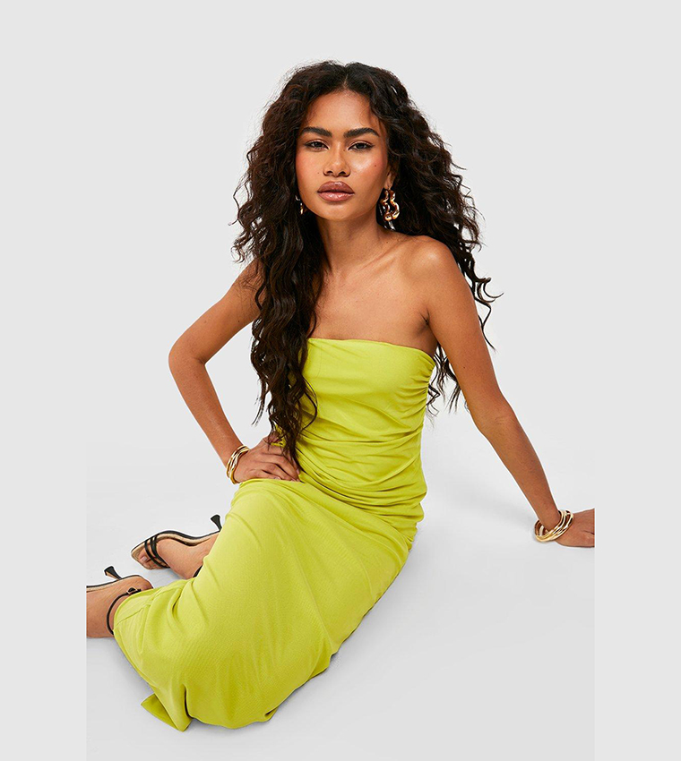 Textured Mesh Bandeau Maxi Dress