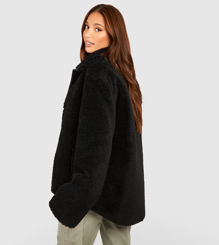 Tall Zip Detail Faux Fur Teddy Jacket