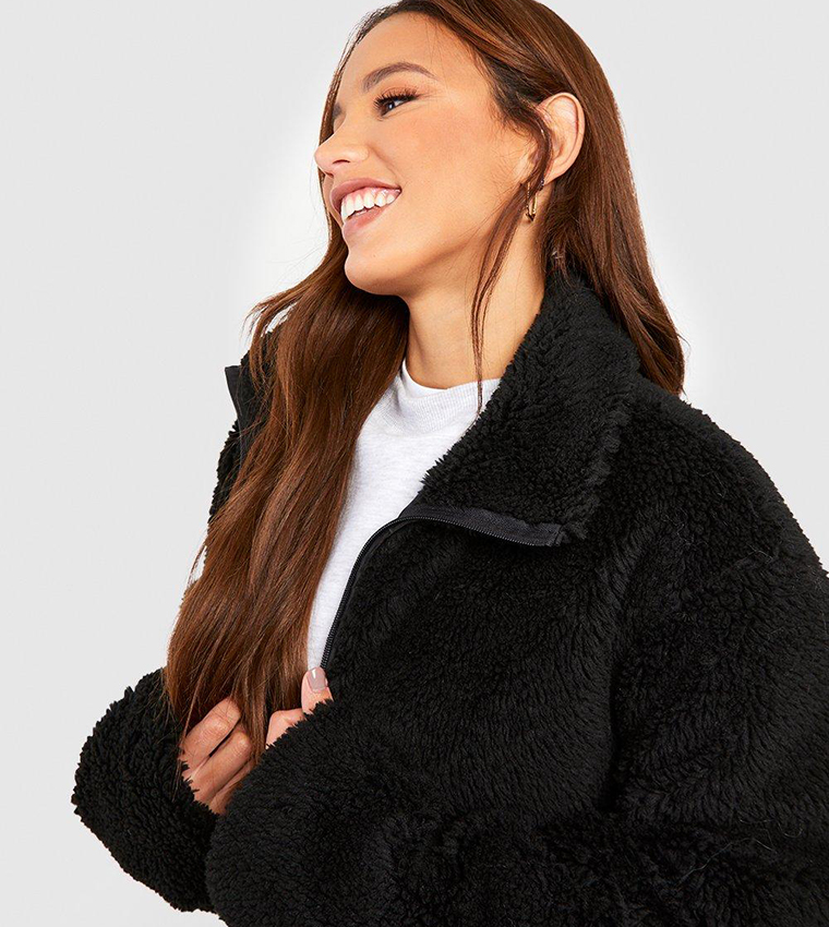 Tall Zip Detail Faux Fur Teddy Jacket