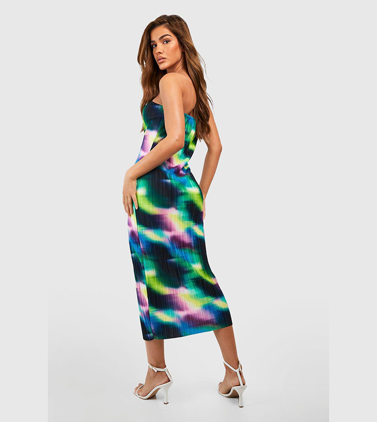 Buy Boohoo Abstract Plisse Bandeau Midaxi Dress In Multiple Colors