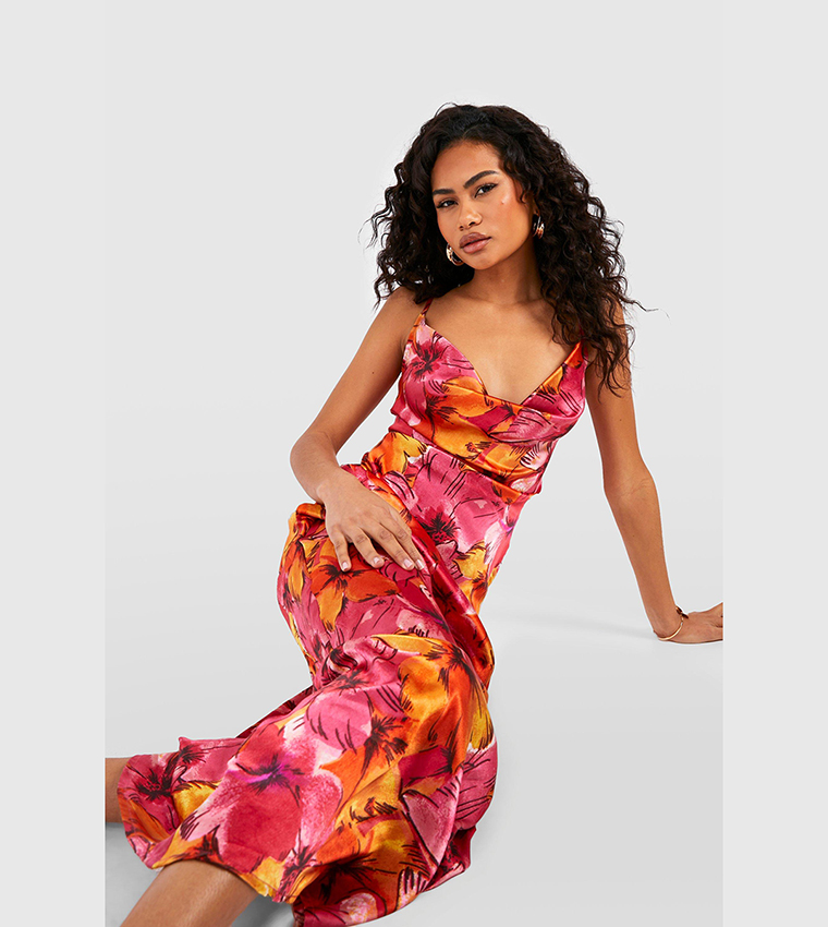 strapless open back dress Jennifer Red Leopard Print Cut Out Maxi Dress