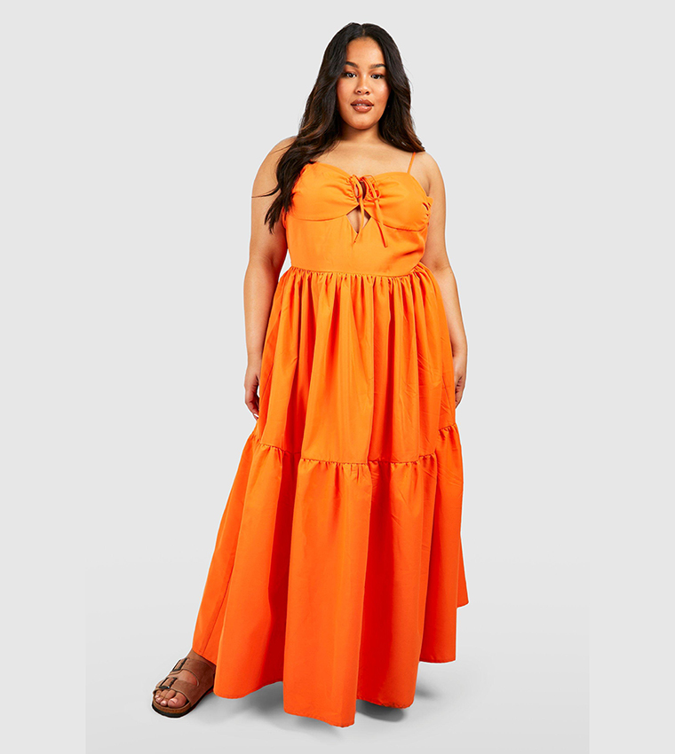 Orange halter 2024 neck maxi dress