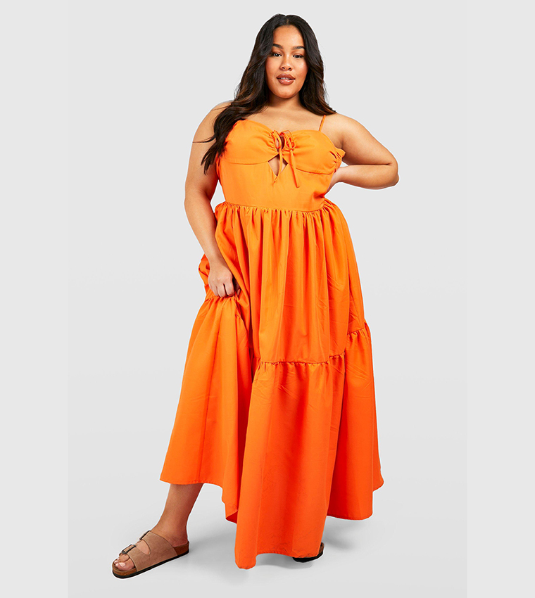 Orange hotsell dress boohoo