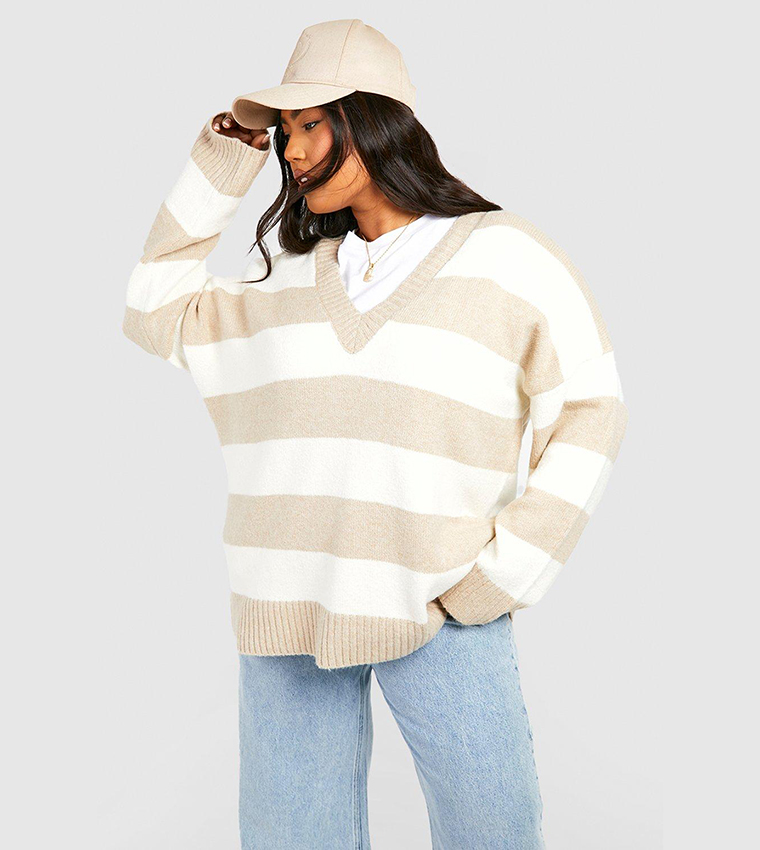 V-Neck Stripe Sweater