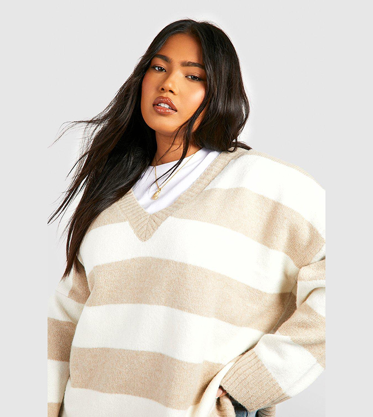 V-Neck Stripe Sweater
