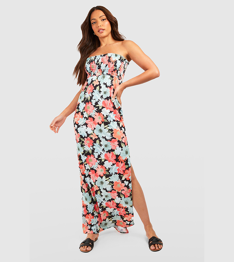 Floral bandeau maxi outlet dress