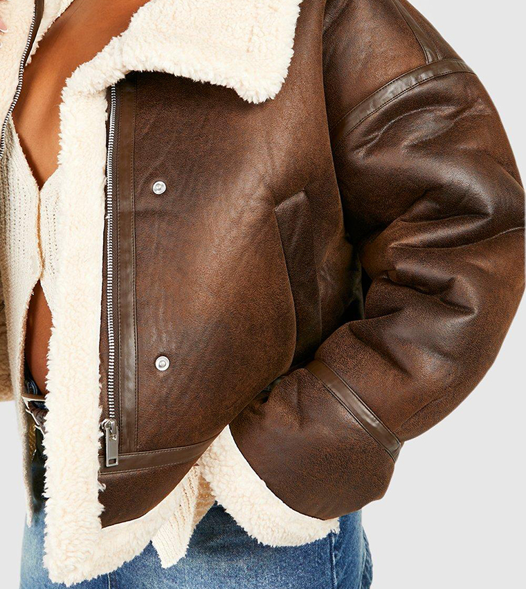 Teddy Trim Aviator Jacket