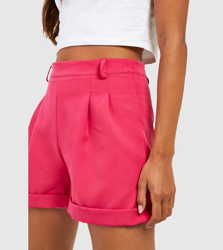 Neon pink high waisted shorts on sale