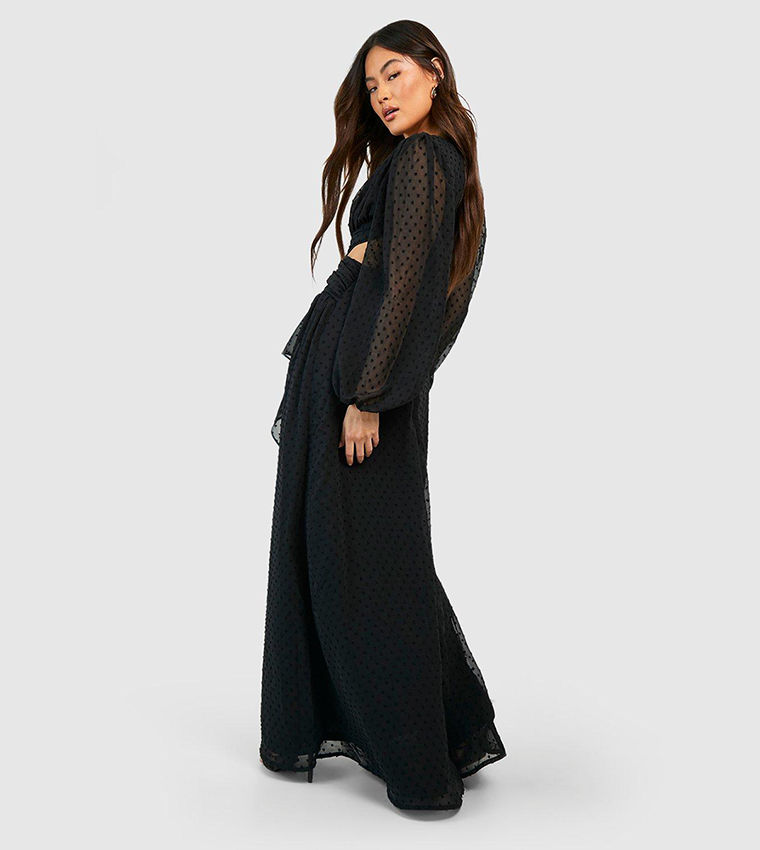 knee length dresses for ladies Flowers Ribbed Maxi Cut Out Dress