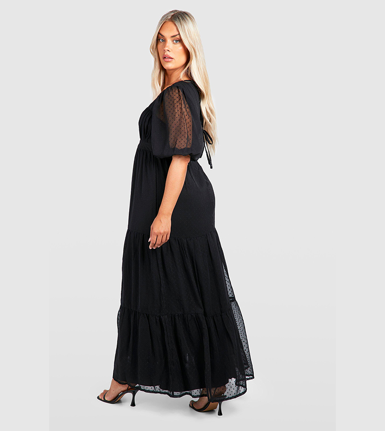 Buy Boohoo Outlet Dobby Milkmaid Detail Maxi Dress In Black 6thStreet Bahrain