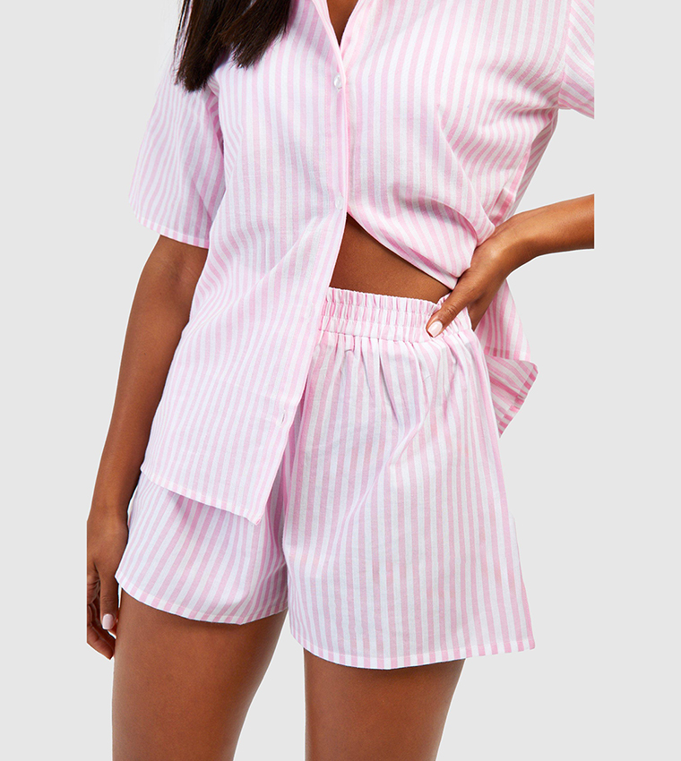 Cotton Pinstripe Pyjama Shorts