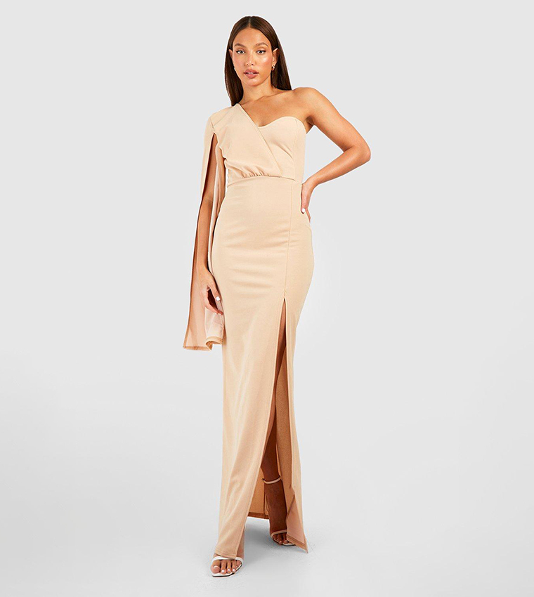 Boohoo chiffon cape detail hotsell maxi dress