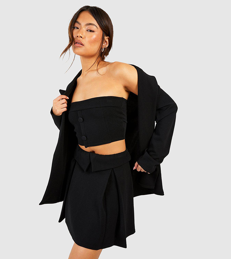 Buy Boohoo Jersey Crepe Fold Over Waistband Mini Skirt In Black