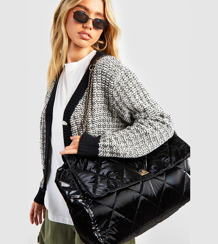 Buy Boohoo Extra Large Quilted Tote Bag In Black 6thStreet Saudi Arabia