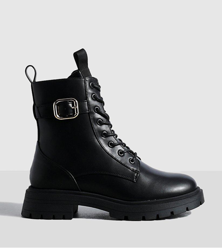 Buy Boohoo Wide Fit Buckle Detail Hiker Boots In Black 6thStreet