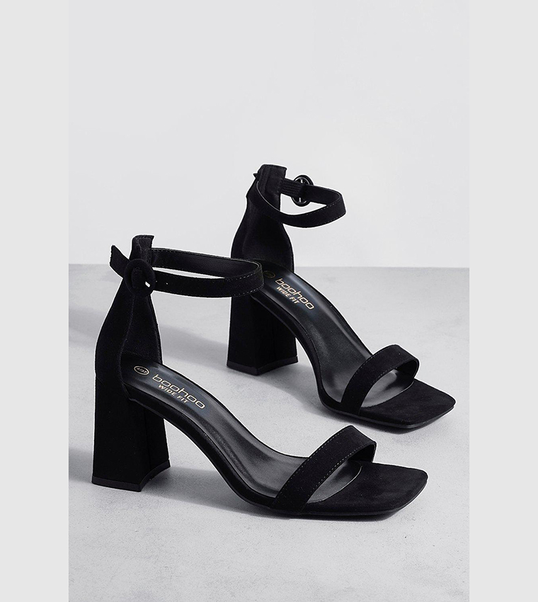 Open toe outlet black block heel