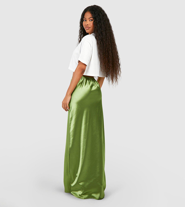 Silk Satin Skirt Khaki Buy Boohoo Satin Bias Maxi Skirt In Khaki
