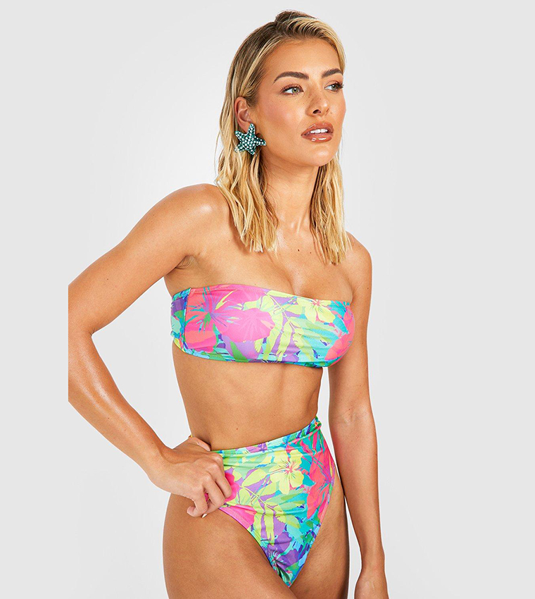 Bandeau bikini top store with high waisted bottoms