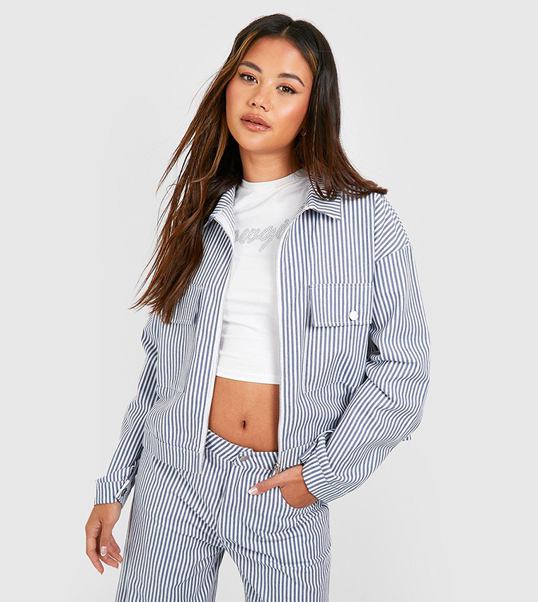 Denim sales jacket stripes