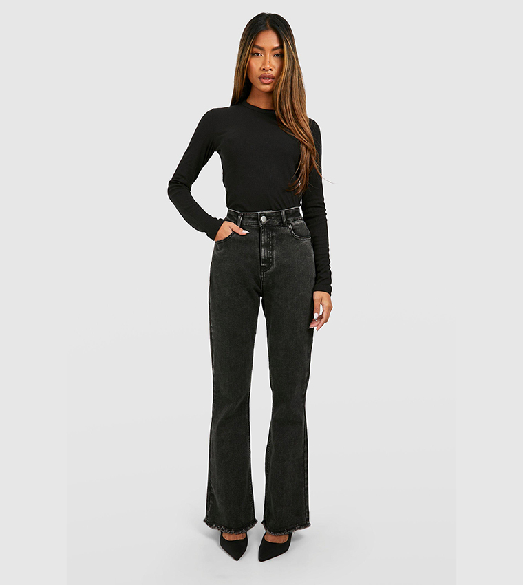 Frayed Hem Flared Jeans