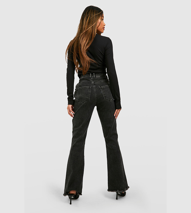 Frayed Hem Flared Jeans