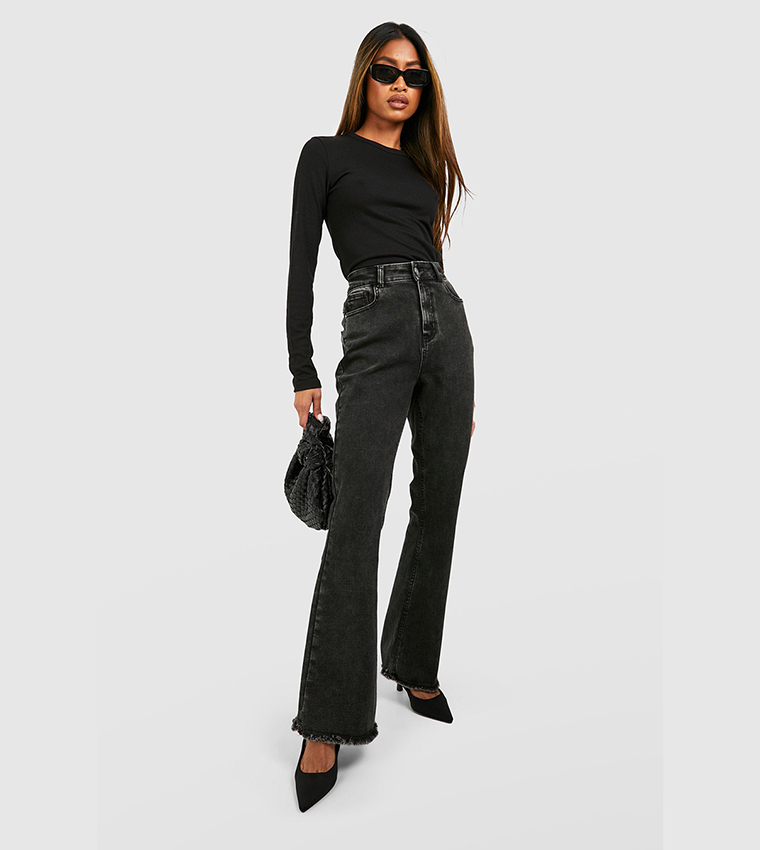 Frayed Hem Flared Jeans