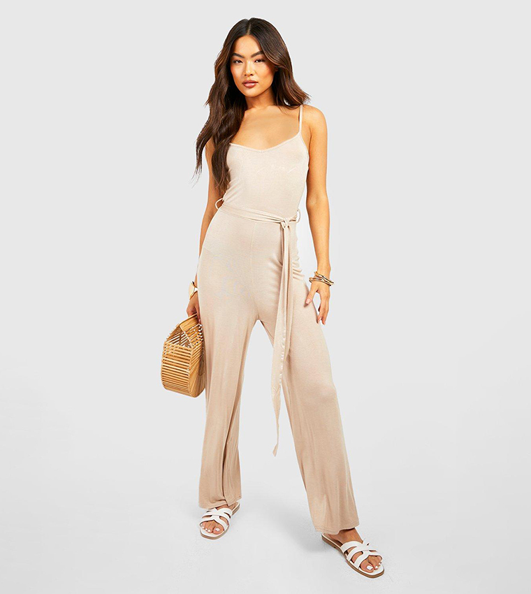 Buy Boohoo Strappy Culotte Jumpsuit In Beige 6thStreet Oman