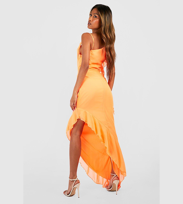 Buy Boohoo Chiffon Cowl Neck Maxi Dress In Orange | 6thstreet Kuwait