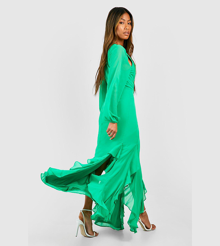 bright green maxi dress Sweetie Mesh Column Midi Shapewear Dress - Adjustable Aqua Floral