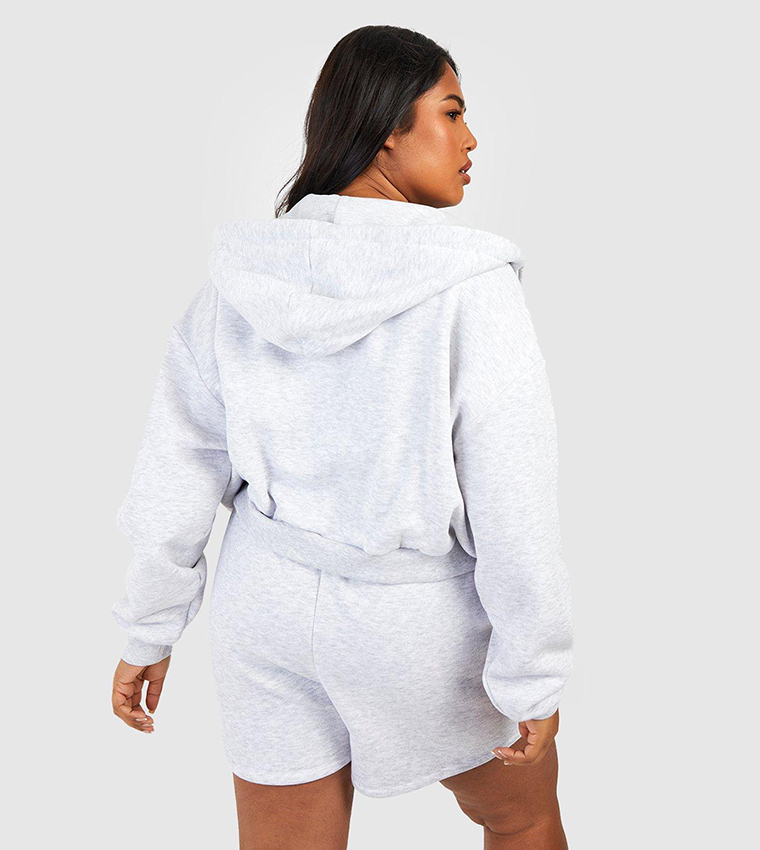 Buy Boohoo Cropped Hoodie Short Tracksuit In Grey 6thStreet Bahrain