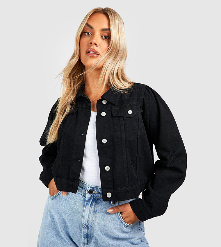 Women's Juniors Premium Denim Peplum Bodice Long Puff Sleeve Jacket | eBay