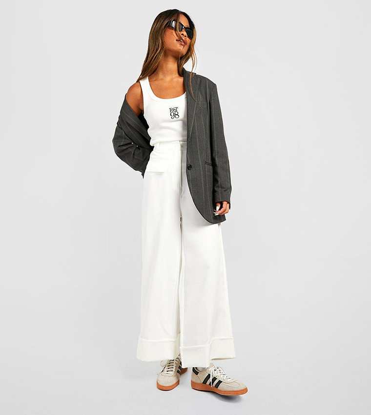 White tailored cropped deals trousers