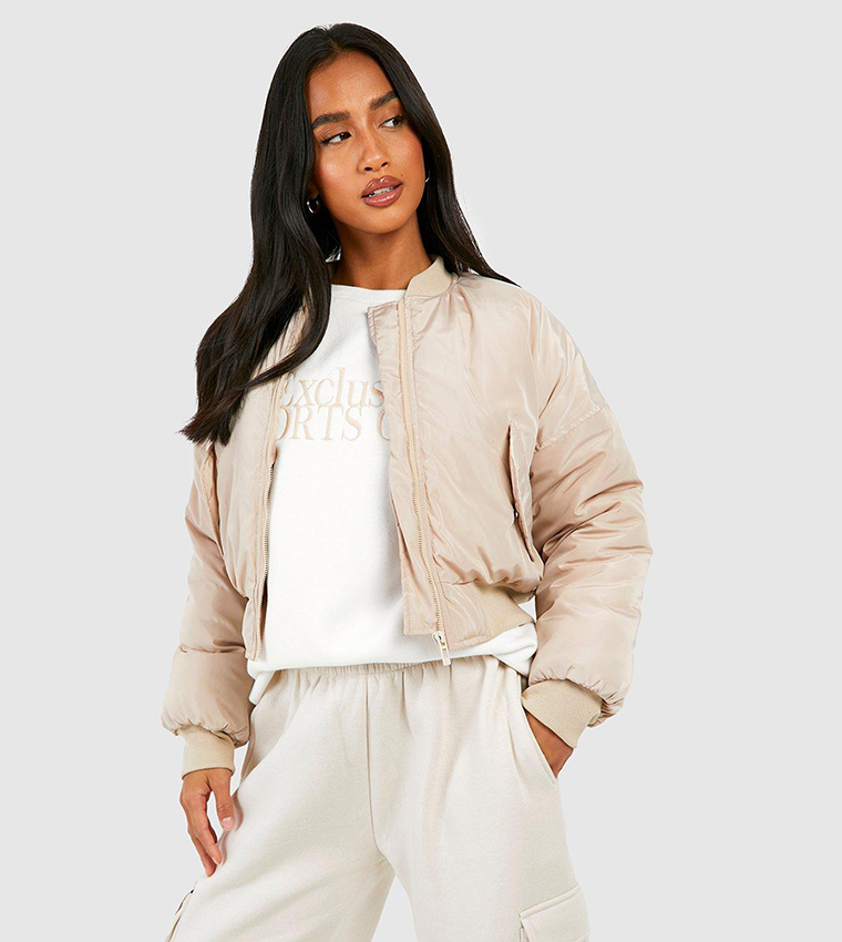 Beige bomber jacket outlet ladies