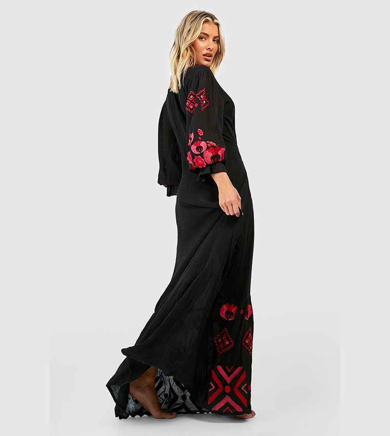 a-line dress with embroidered lace jacket product info and reviews SURF&Palms Waffle Embroidered Dress